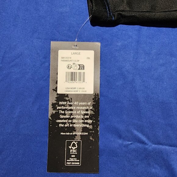 NEW MENS SPYDER Paramount Half Zip LARGE - Picture 4 of 4